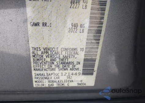 2016 Nissan Altima 2.5 Sv from USA, damaged, VIN 1N4AL3AP3GC121449